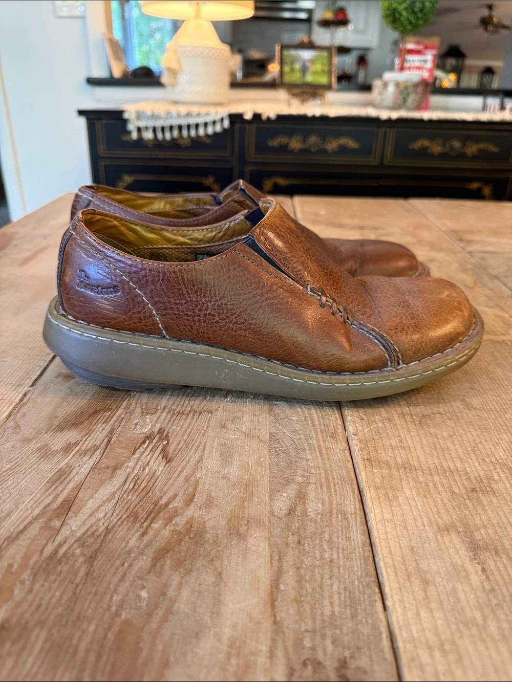 Dr. Martens Brown Leather Slip-On Clogs - Picture 2 of 10